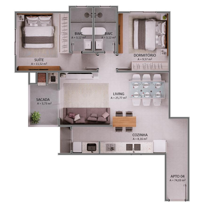 Apartamento, 2 quartos, 74 m² - Foto 23