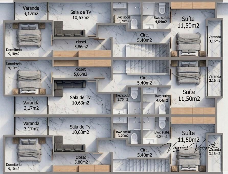 Sobrado, 3 quartos, 129 m² - Foto 5